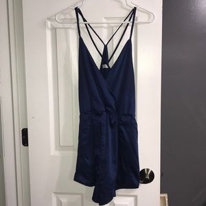 TOBI blue satin romper
